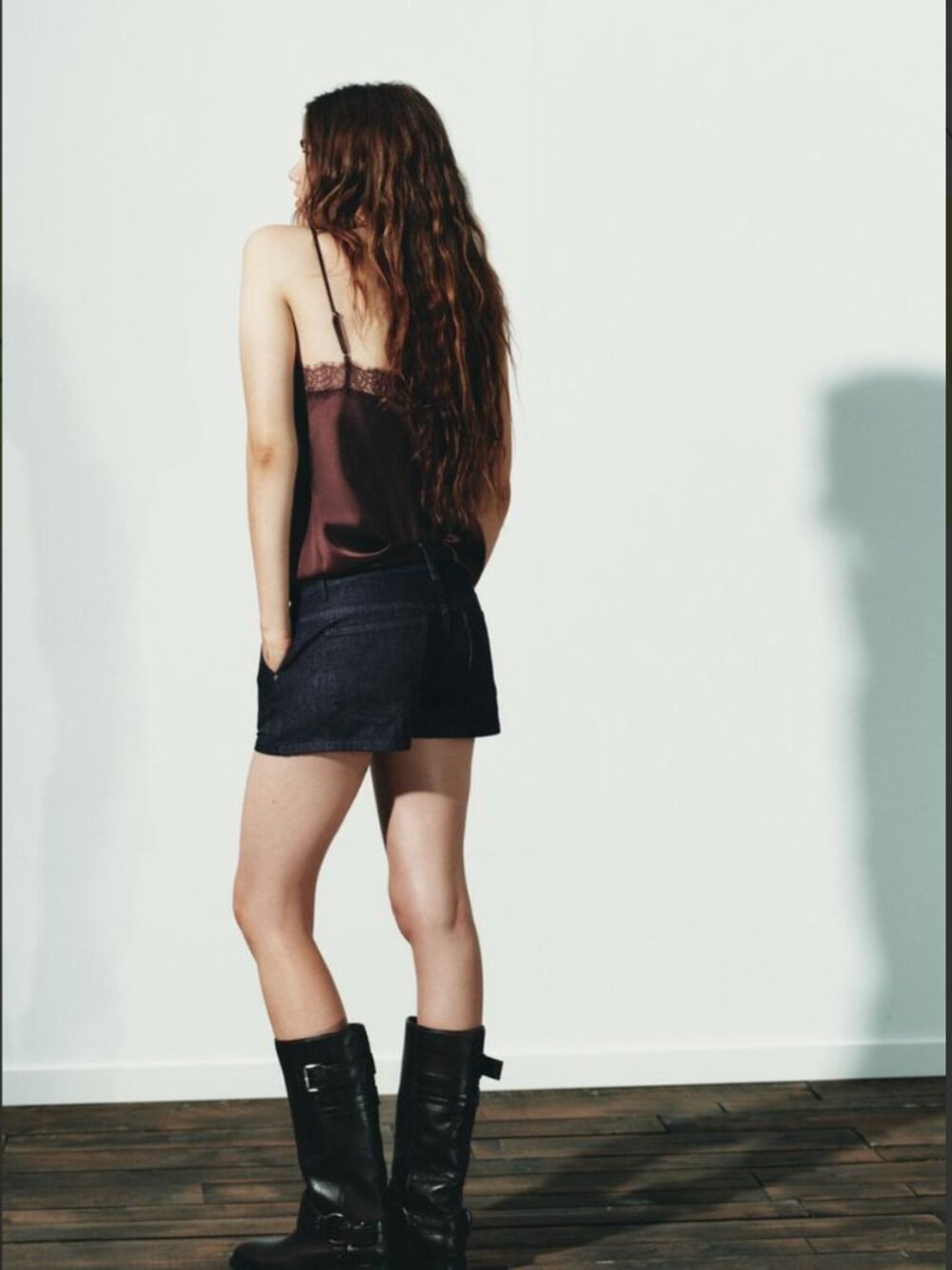 Satin Camisole with Lace Trim — Zara Chocolate Brown NWT XS - Picture 4 of 10